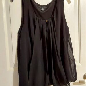 Black, sleeveless Amalfi top.  Elastic bottom, chiffon overlay front with pleats
